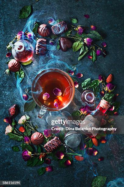 tea with broken heart cure - potion stock pictures, royalty-free photos & images
