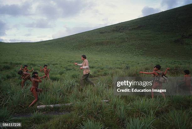 Reed spear fight with Man, Parima Mountain, Venezuela, 1989 Young boys were told not to aim for the eyes or head. As aspiring warriors, that is all...