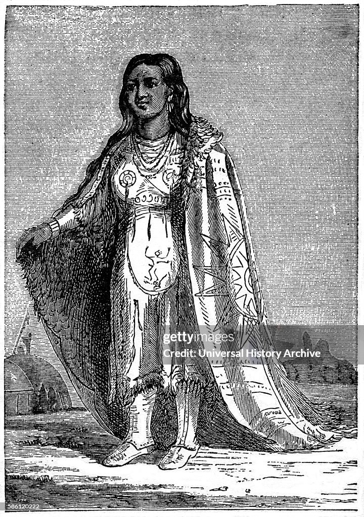 Pshan-Shaw, Pawnee, Squaw, after painting by George Catlin, Book Illustration from ÒIndian Horrors or Massacres of the Red MenÓ, by Henry Davenport Northrop, 1891