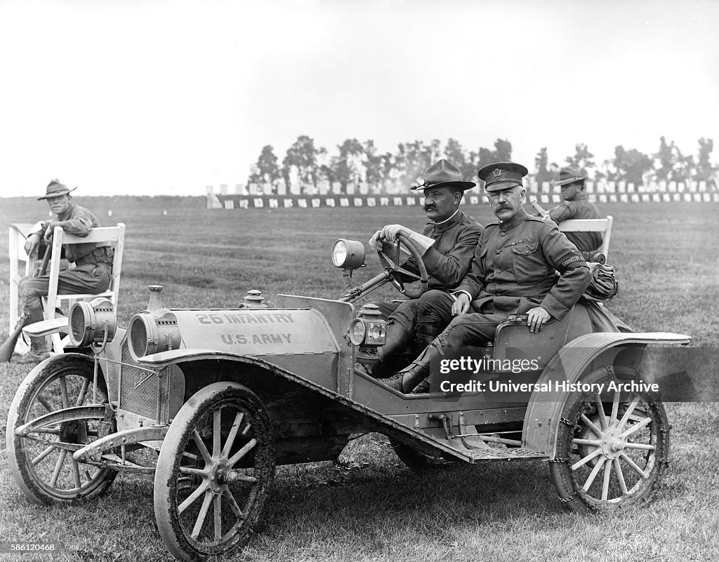 Executive Officer of 26 Infantry, US Army, sitting in Hupmobile, circa 1910