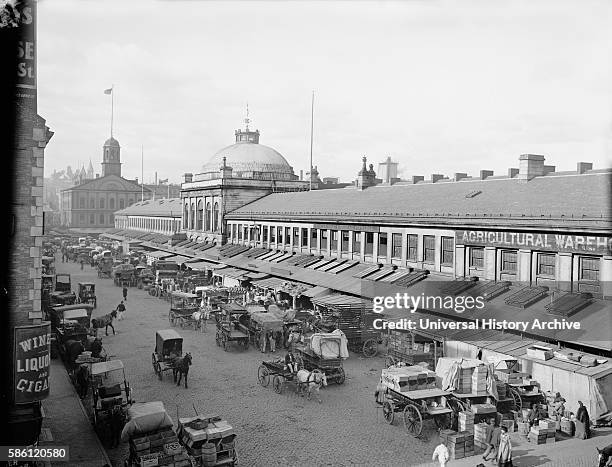 Quincy Market, Boston, Massachusetts, USA, circa 1904.