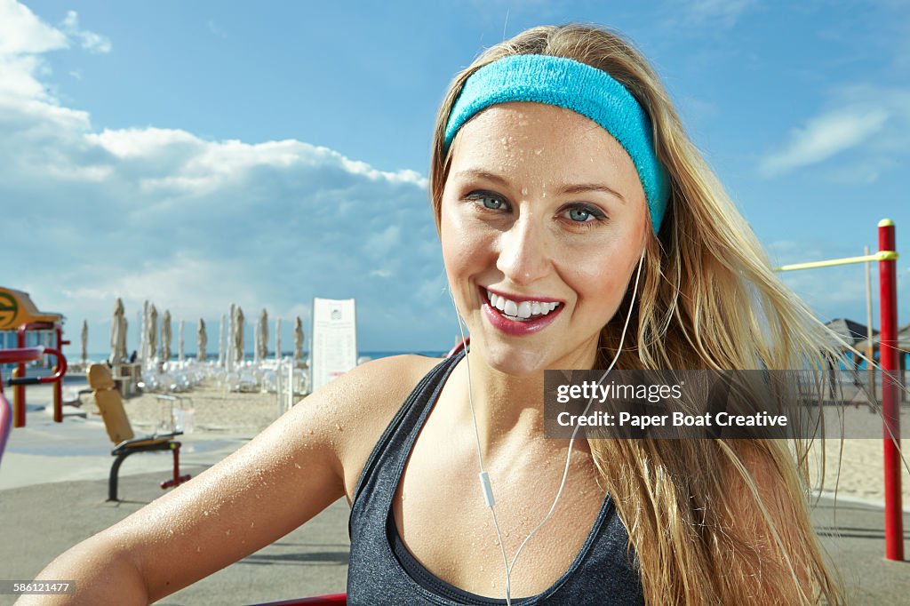 Woman happy right after a hard workout