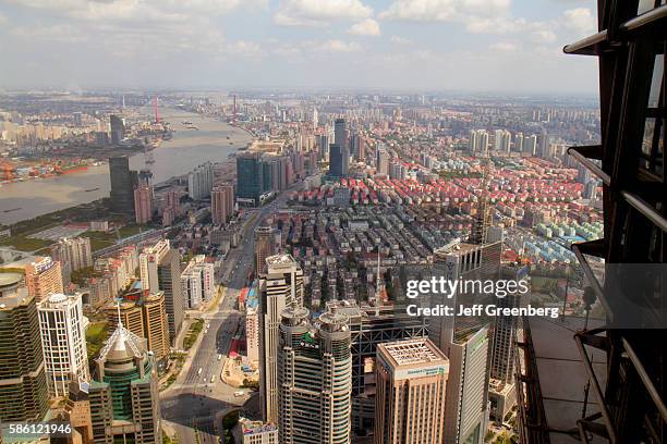 Century Avenue, view from Jin Mao Tower, Grand Hyatt Shanghai hotel, China Insurance Building, Pudong International Information Port and Yangpu...