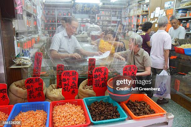 Wing Lok Street, traditional Chinese herbal medicine shop, interior.