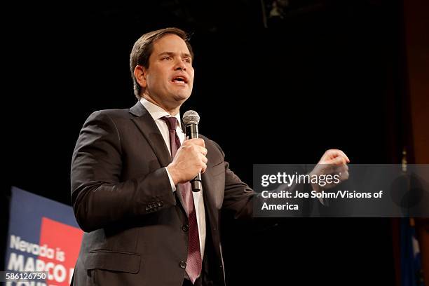 Las Vegas, Nevada, Republican presidential candidate Sen. Marco Rubio speaks at a rally at the Texas Station Gambling Hall & Hotel.