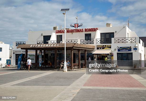 Lineas Maritima Romero ferry ticket booking office, Caleta de Sebo village, La Isla Graciosa, Lanzarote, Canary Islands, Spain.