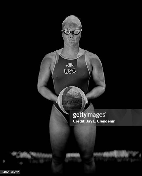 Courtney Mathewson will compete on the U.S.A. Women's Water Polo team in the 2016 Rio Olympics and is photographed after team practice at the Joint...