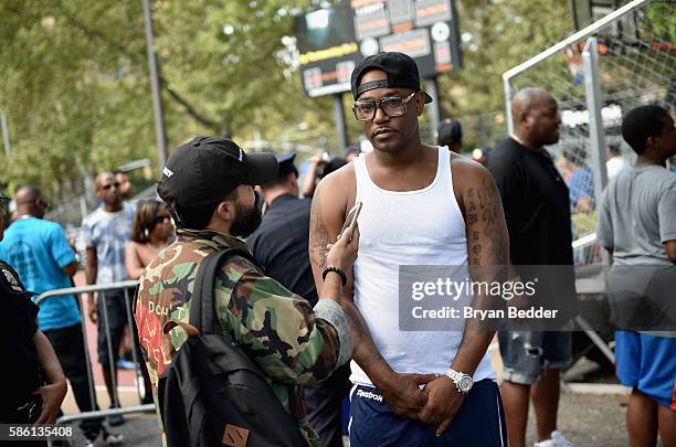 Rapper Cam'ron attends the Launch of the new Reebok Question Mid EBC & A5 with Cam'ron and Jadakiss at Rucker Park on August 4, 2016 in New York City.