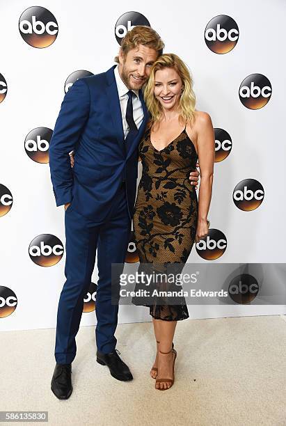 Actor Brett Tucker and actress Tabrett Bethell attend the Disney ABC Television Group TCA Summer Press Tour on August 4, 2016 in Beverly Hills,...