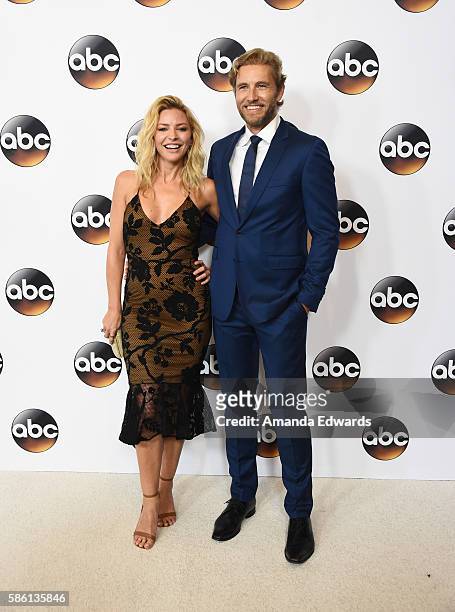 Actress Tabrett Bethell and actor Brett Tucker attend the Disney ABC Television Group TCA Summer Press Tour on August 4, 2016 in Beverly Hills,...