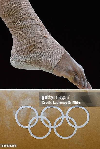 Detailed views during a Womens Artistic Gymnastics training session at Rio Olympic Arena on August 4, 2016 in Rio de Janeiro, Brazil.