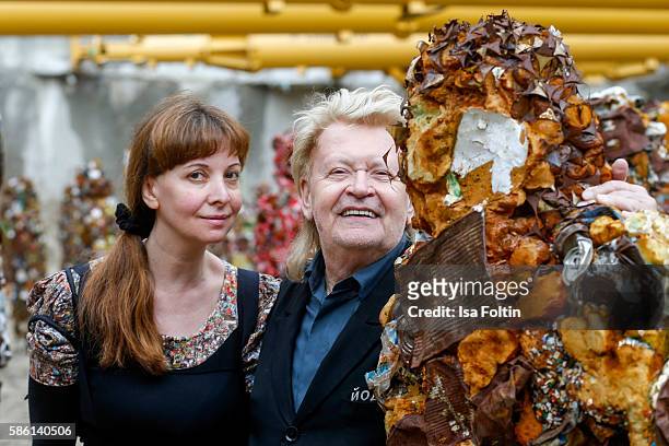 Schult and his wife Anna Zlotovskaya during the 'Trash People goes Berlin' Exhibition. Artist HA Schult presents 'Trash People goes Berlin' at the...