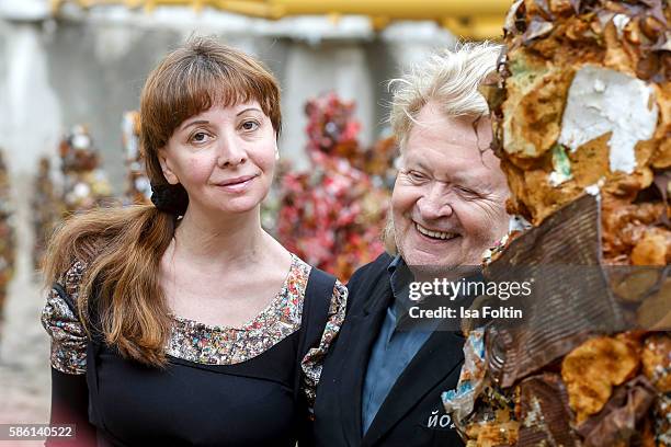 Schult and his wife Anna Zlotovskaya during the 'Trash People goes Berlin' Exhibition. Artist HA Schult presents 'Trash People goes Berlin' at the...