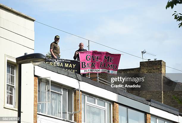 Two fathers, member of Fathers for Justice, climb Labour Party Leader, Jeremy Corbyn's House roof to demand Government's support due to difficulty in...