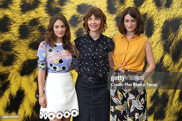 Actress Melanie Bernier, Director Axelle Ropert and Actress Chloe Astor attend ' La Prunelle de mes yeux' photocall during the 69th Locarno Film...