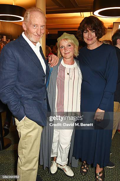 Charles Dance, Miranda Richardson and Anna Chancellor attend the UK Premiere of "The Carer" at the Regent Street Cinema on August 5, 2016 in London,...