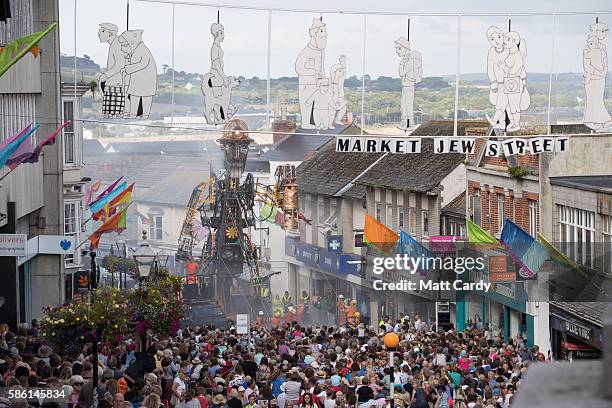 The giant 12-metre tall Man Engine is unveiled to the public in Penzance on August 5, 2016 in Cornwall, England. Said to be the largest mechanical...