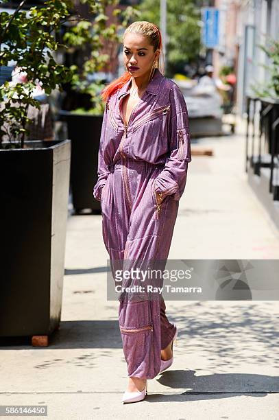 Singer Rita Ora leaves her Tribeca apartment on August 05, 2016 in New York City.