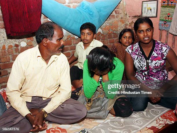 Shivcharan Prajapati her Father, Vidya her younger sister and some relatives at the residence of Indian archer Deepika Kumari disappointed after the...