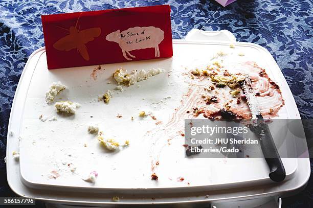 Remnants from a Silence of the Lambs cake at the 2014 Edible Book Festival, a literary cake competition for students on the Homewood campus of the...