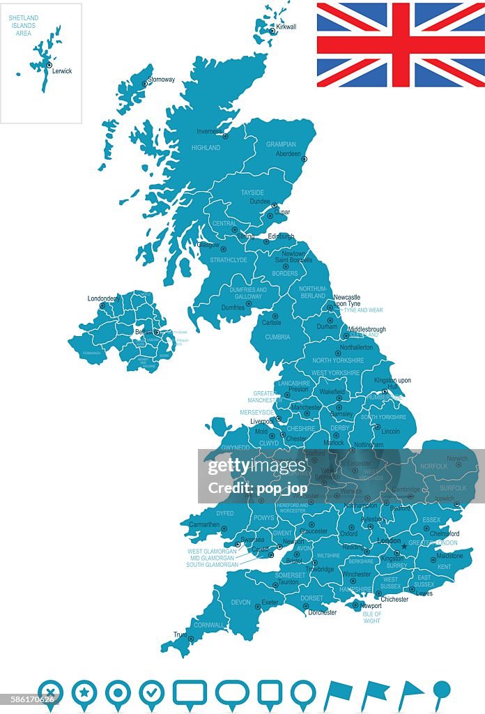 United Kingdom Map and Navigation Icons