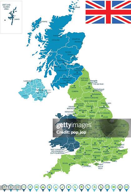 united kingdom map and navigation icons - birmingham michigan stock illustrations