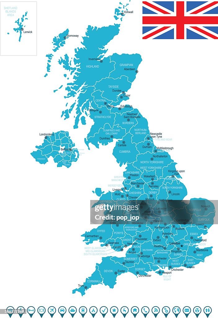 United Kingdom Map and Navigation Icons