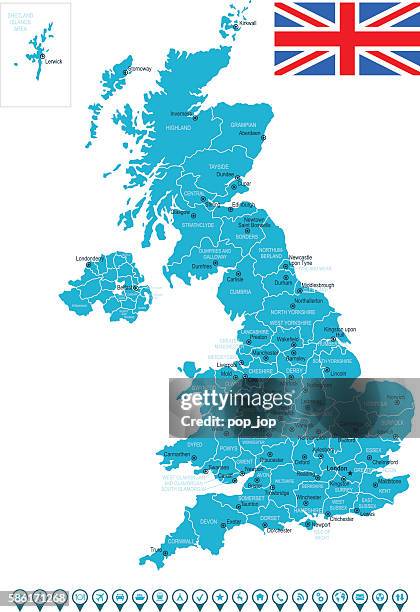 united kingdom map and navigation icons - birmingham michigan stock illustrations