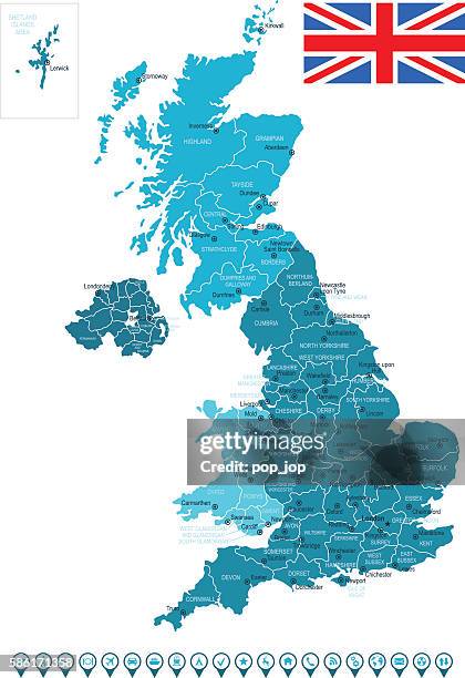 united kingdom map and navigation icons - birmingham michigan stock illustrations