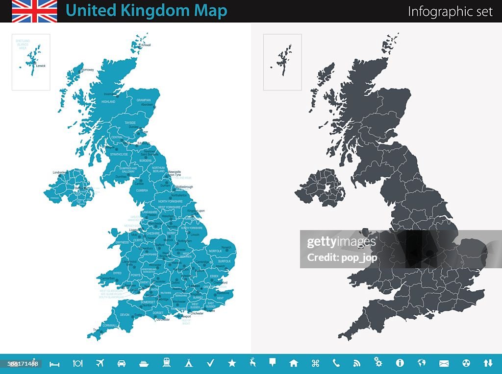Übersichtskarten für Großbritannien - Infografik Set