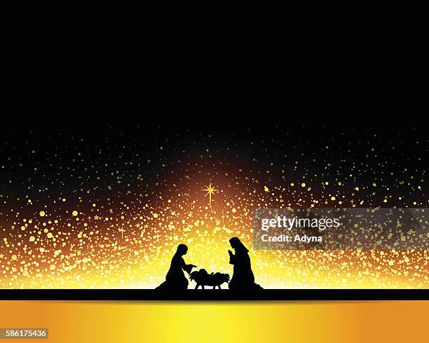 nativity - virgin mary baby jesus stock illustrations