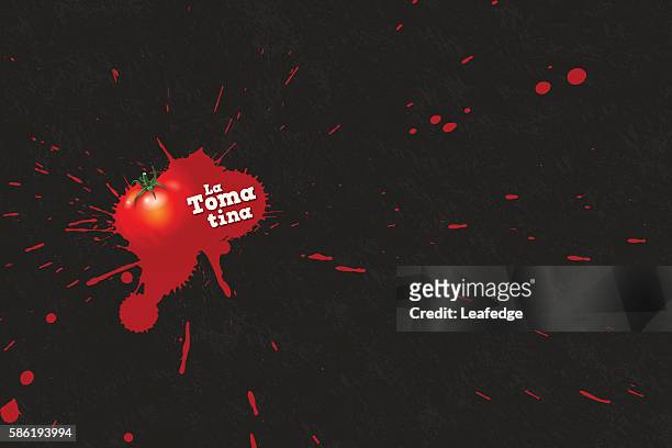 la tomatina background [splattering tomato] - throwing tomatoes stock illustrations