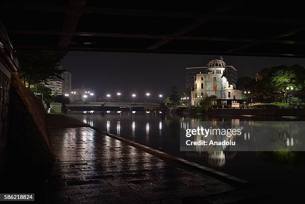 The Atomic Bomb Dome is seen next to the Hiroshima Peace Memorial Park in Hiroshima, Japan, on August 06, 2016. People will attend the ceremony at...