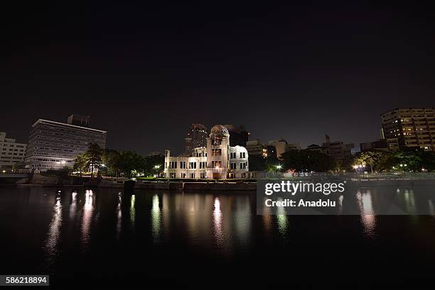 The Atomic Bomb Dome is seen next to the Hiroshima Peace Memorial Park in Hiroshima, Japan, on August 06, 2016. People will attend the ceremony at...