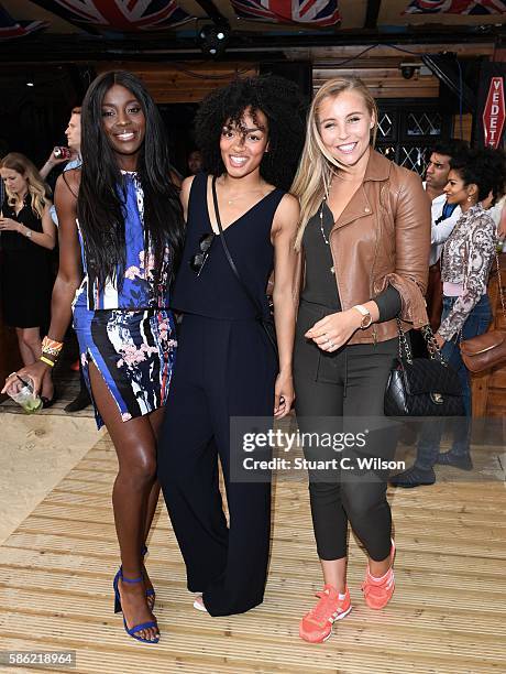 Odudu and Chessie King arrive for the Team GB FanZone Opening Ceremony Party in Queen Elizabeth Olympic Park on August 5, 2016 in London, England.The...