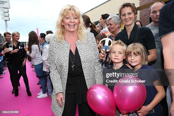 Inger Nilsson and fans during the late night shopping at Designer Outlet Soltau on August 5, 2016 in Soltau, Germany.