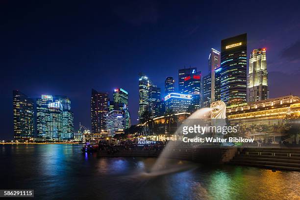 singapore, the merlion, exterior - merlion stock pictures, royalty-free photos & images