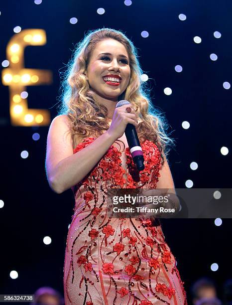 Singer Haley Reinhart performs onstage at A Night At The Cocoanut Grove at The Grove on August 5, 2016 in Los Angeles, California.