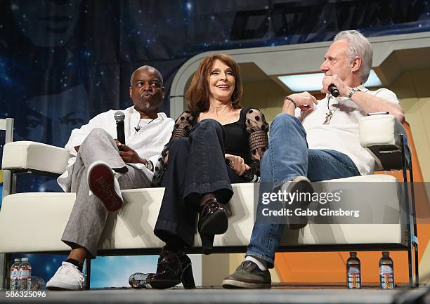 Actor LeVar Burton, actress Gates McFadden and actor Brent Spiner speak during the "Star Trek: The Next Generation Stars" panel at the 15th annual...