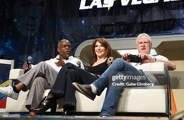 Actor LeVar Burton, actress Gates McFadden and actor Brent Spiner speak during the "Star Trek: The Next Generation Stars" panel at the 15th annual...