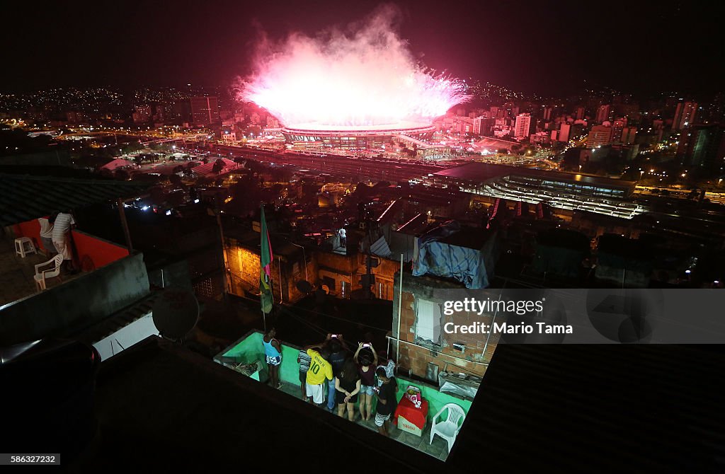 Fireworks Explode Over Rio's Maracana Stadium During The 2016 Olympic Games Opening Ceremony
