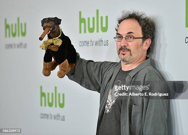 Triumph the Insult Comic Dog and executive producer/voice actor Robert Smigel attend the Hulu TCA Summer 2016 at The Beverly Hilton Hotel on August...