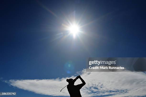 James Morrison of England takes his tee shot on hole 4 on day three of the Aberdeen Asset Management Paul Lawrie Matchplay at Archerfield Links Golf...