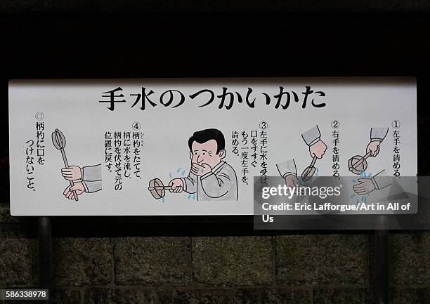 Instructions about use of water in in fushimi inari-taisha, kansai region, kyoto, Japan on May 25, 2016 in Kyoto, Japan.