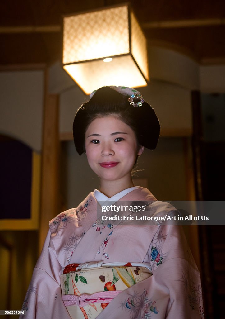 16 Years old maiko called chikasaya in her geisha house, Kansai region, Kyoto, Japan