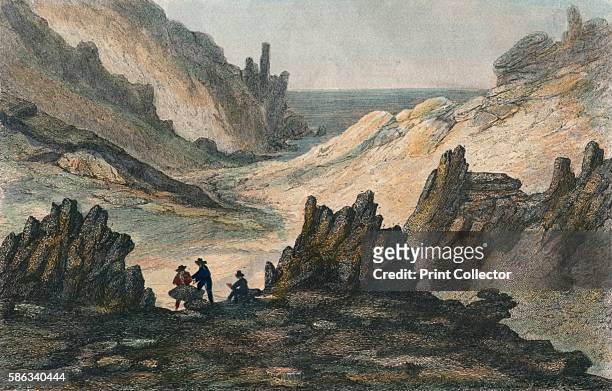 Scene showing volcanic activity on Ascension Island, 'Ravins Volcaniques et Montagne de Cendre', circa 19th century. Artist: Unknown.
