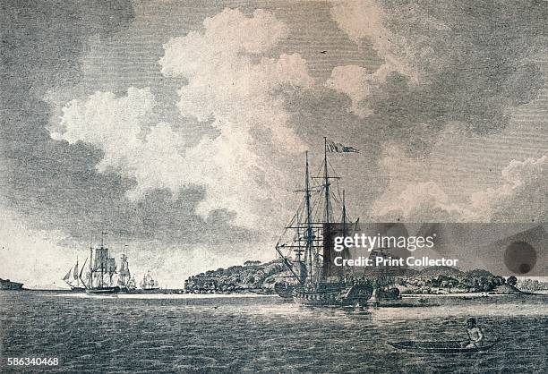 View of Botany Bay', 1789. The 'Supply' and 'Sirius' bringing in the first convict transports into Botany Bay, New South Wales, in 1787. From...