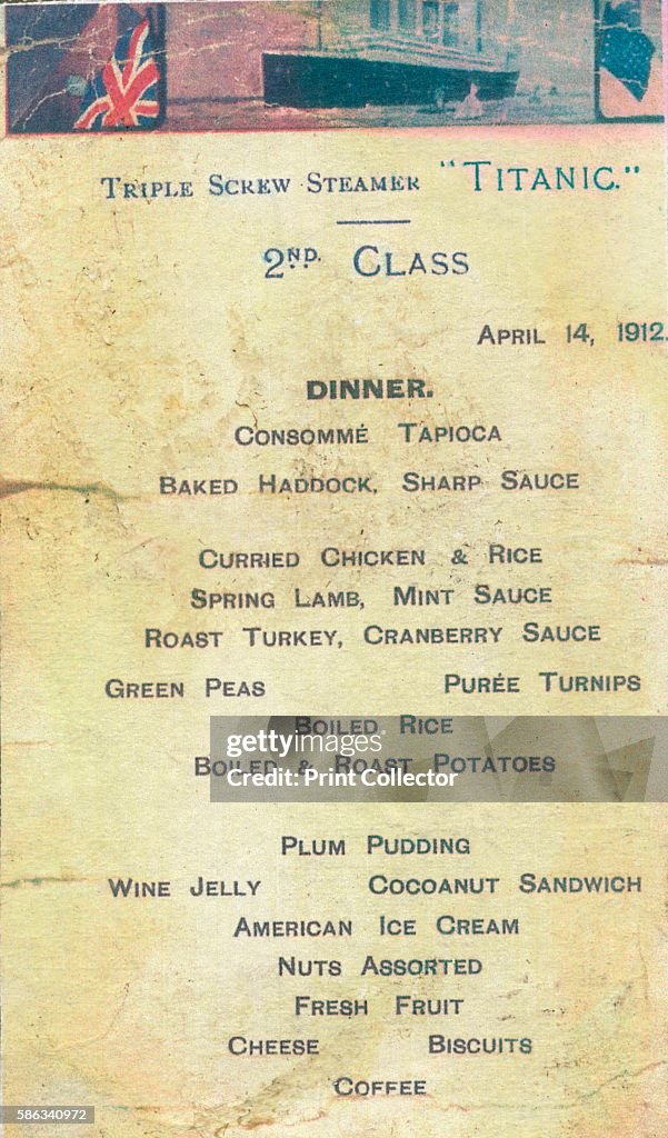 Titanic - 2nd Class Dinner Menu, 1912