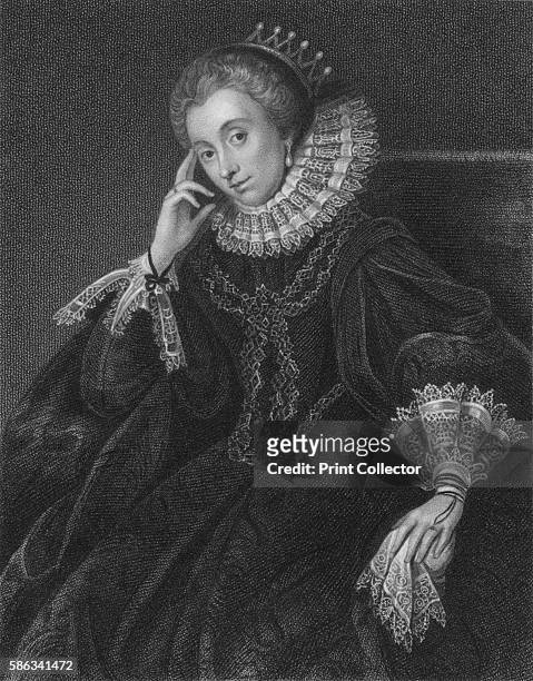 'Lucy Harington, Countess of Bedford', 1824. Aristocratic patron of the arts and literature in the Elizabethan and Jacobean eras. After Gerard van...