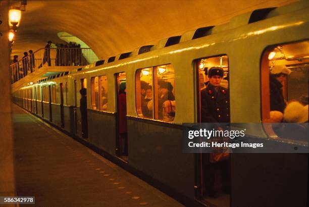 Underground Railway, Leningrad, 1970s. Saint Petersburg Metro has been open since 15 November 1955 and is one of the deepest metro systems in the...